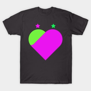 Pink, green heart with stars on top T-Shirt